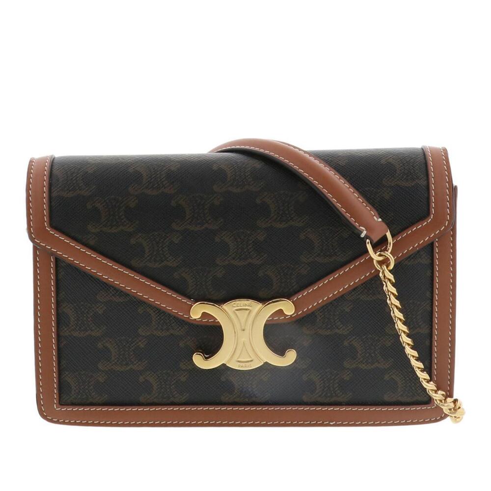 CELINE Chain Wallet Margo Shoulder Bag Macadam Brown